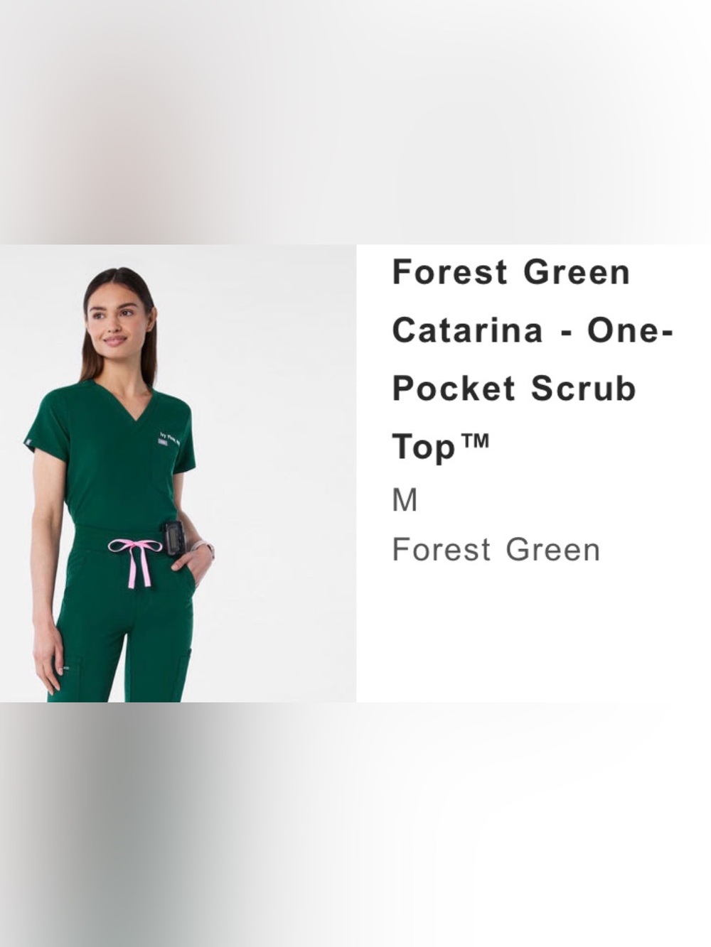 Forest Green Catarina One-Pocket Scrub Top